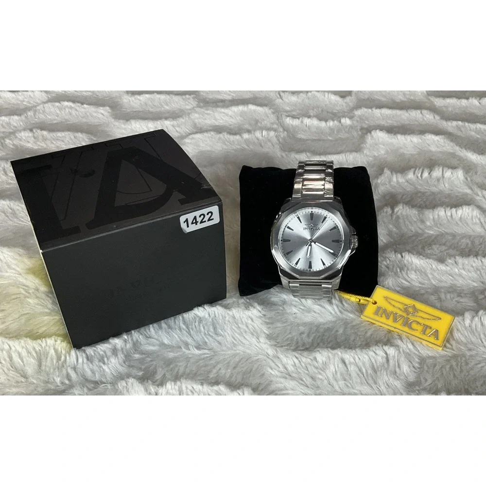 Invicta‎ Speedway Mens 42 mm Stainless Steel Silver Dial Quartz Watch New In Box